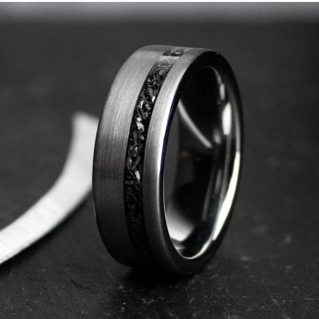 Tungsten And Meteriorite Ring